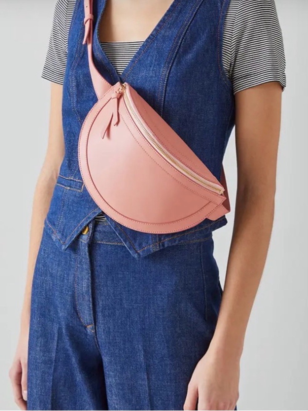 LK Bennett Dusty Pink Crescent Crossbody Bag